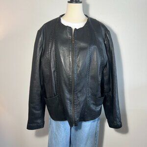 K-OSS leather Jacket will fit size 12/14  size 12 as oversized or 14 regular